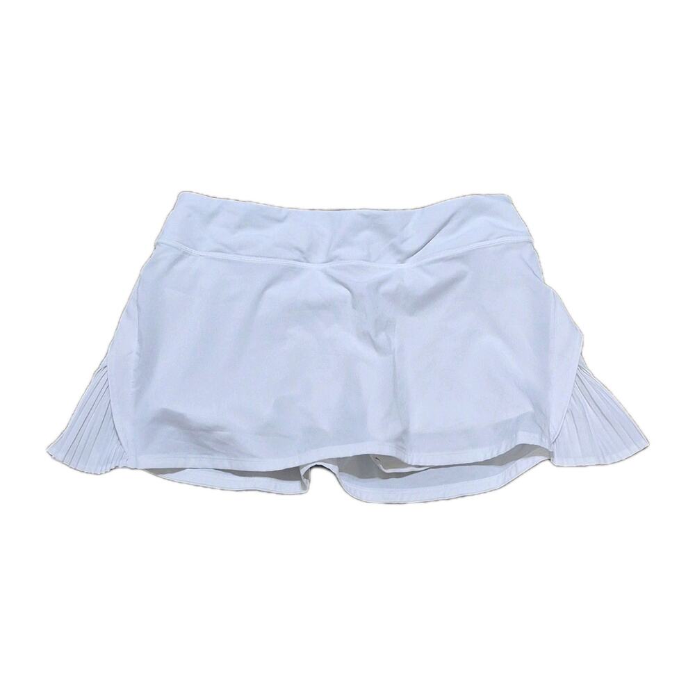 Lululemon Play Off The Pleats Skirt White Athletic Skort Pockets Women's 10